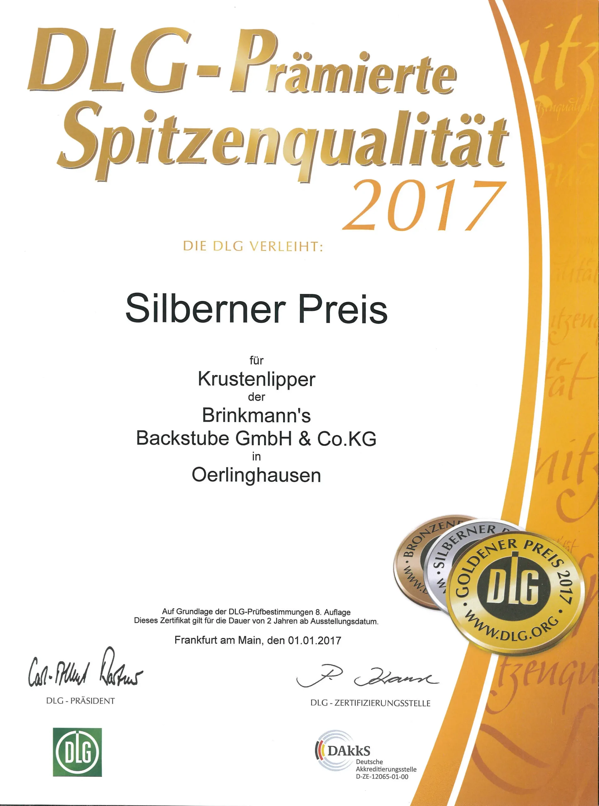 DLG Preis für Brinkmann's Backstube